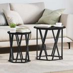 vidaXL Salontafel 2 pcs Zwart eiken 50 x 50 x 50 cm, Huis en Inrichting, Tafels | Salontafels, 50 tot 75 cm, Verzenden, Rond, Nieuw