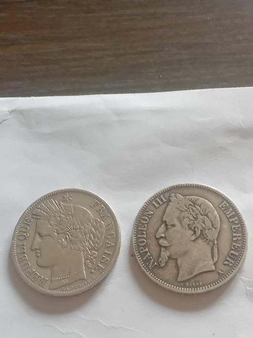 Frankrijk. 5 Francs 1849-A en 1870-A (2 zilveren munten), Postzegels en Munten, Munten | Europa | Niet-Euromunten