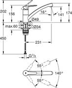 GROHE StartEco Keukenkraan - Lage uitloop - 140° draaibereik, Verzenden, Zo goed als nieuw