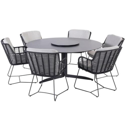 Embrace Fabrice dining tuinset 160 cm rond 7 delig rope, Tuin en Terras, Tuinsets en Loungesets, Nieuw, Ophalen of Verzenden