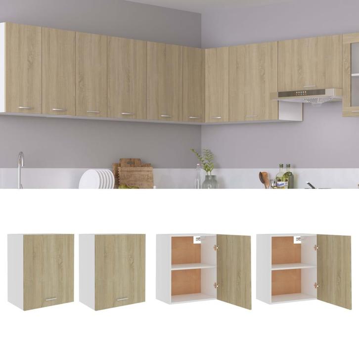 vidaXL Hangkasten 2 st Lyon 50x31x60 cm sonoma eikenkleurig, Huis en Inrichting, Keuken | Keukenelementen, Bruin, Nieuw, Verzenden