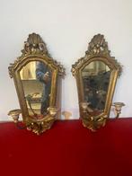 Wandspiegel - Antieke Venezianen van goudkleurig hout, Antiek en Kunst