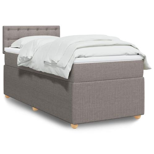 vidaXL Boxspring met matras stof taupe 90x190 cm, Huis en Inrichting, Slaapkamer | Bedden, 90 cm, 190 cm of minder, Eenpersoons