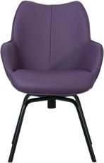 Leren eetkamerstoel - draaipoot rond frame - Echt leer, , Co, Huis en Inrichting, Stoelen, Overige kleuren, Nieuw, Leer, Ophalen of Verzenden
