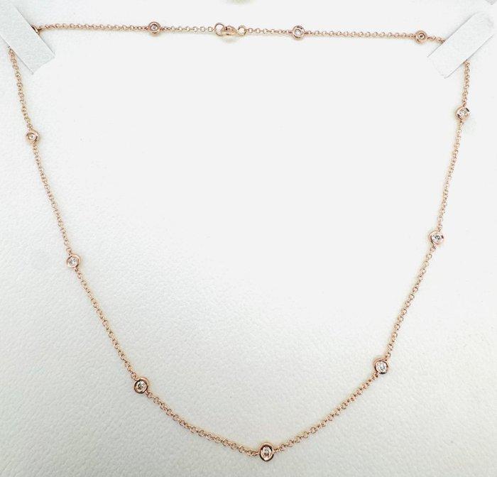 Halsketting - 14 karaat Roségoud - 0.70ct. tw. Diamant, Sieraden, Tassen en Uiterlijk, Kettingen