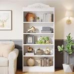 Boekenkast Wit – Hoge Kast met 5 Open Niveaus en Planken, Huis en Inrichting, Verzenden, Nieuw