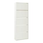 Schoenenkast Lund met 5 kleppen spiegeldeuren wit 169x60x24, Verzenden, Nieuw