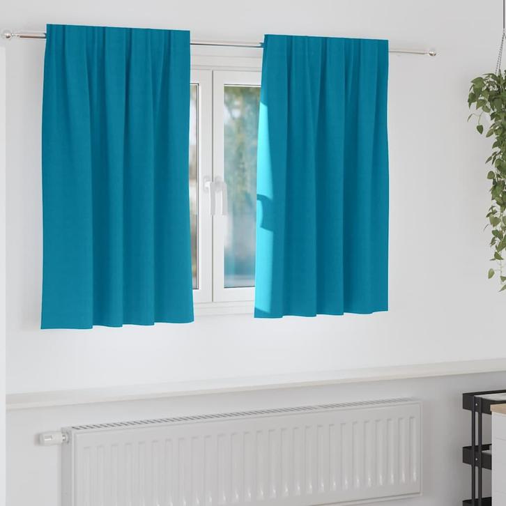 vidaXL Zwart-out Gordijnen met Ringen 2 pcs Turquoise 140 x, Huis en Inrichting, Stoffering | Gordijnen en Lamellen, Nieuw, Verzenden