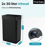 Five Stars® Prullenbak met Sensor - 60 Liter / 2x 30 Liter -, Verzenden, Nieuw