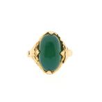 18 Krt. Gouden ring met chrysopraas | Vintage/antiek, Sieraden, Tassen en Uiterlijk, Gebruikt, Overige kleuren, 19 tot 20, Ophalen of Verzenden