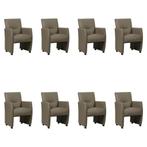 Set van 8 Leren eetkamerstoelen Pleasure - Toledo Smog, Ophalen of Verzenden, Nieuw, Leer, Vijf, Zes of meer stoelen