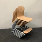 complete set 6 stuks Woodmark schoolstoelen met voetenplank,, Ophalen of Verzenden, Gebruikt, Hout, Vijf, Zes of meer stoelen