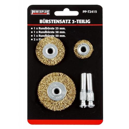 Set van 3 staalborstels: 25 / 38 en 50 mm op 6 mm stift met, Doe-het-zelf en Verbouw, Gereedschap | Overige machines, Ophalen of Verzenden