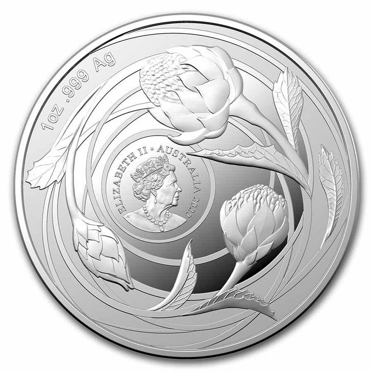 Wildflowers - Waratah (RAM) 1 oz 2022 (oplage 50.000), Postzegels en Munten, Munten | Oceanië, Losse munt, Zilver, Verzenden