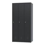 Nieuwe metalen locker | 3 deurs - 3 delig | kluisjes | zwart, Huis en Inrichting, Kasten | Lockerkasten, Ophalen of Verzenden