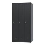 Nieuwe metalen locker | 3 deurs - 3 delig | kluisjes | zwart