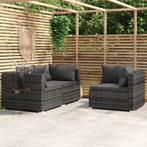 vidaXL 3-delige Loungeset met kussens poly rattan grijs, Tuin en Terras, Tuinsets en Loungesets, Verzenden, Nieuw, Rotan, Loungeset