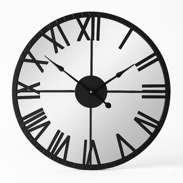 Zeckhome Verre Noir – Wandklok Ø 60 cm –Spiegelklok- Spiegel beschikbaar voor biedingen
