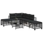 vidaXL 3-delige Loungeset met kussens poly rattan zwart, Verzenden, Nieuw, Rotan, Loungeset