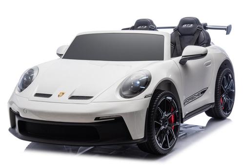 Kinderauto PORSCHE GT3 wit,2 zitter, Mp4, leder, eva, FM, BT, Kinderen en Baby's, Speelgoed | Buiten | Accuvoertuigen, Nieuw, Ophalen of Verzenden