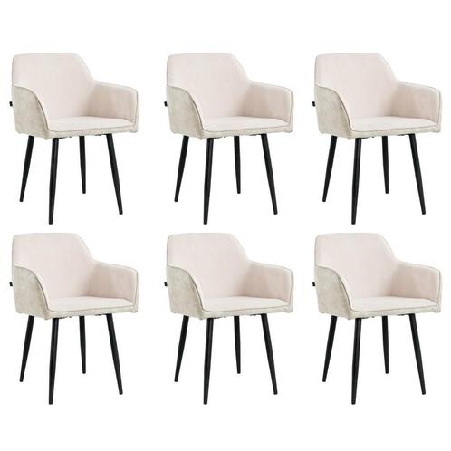 Lina® Tony - Ribstof Eetkamerstoelen - Set van 6 - Beige, Huis en Inrichting, Stoelen, Vijf, Zes of meer stoelen, Overige kleuren
