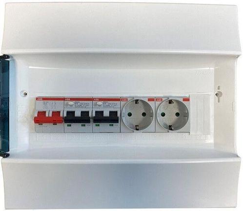 Abb Verdeler 2X aardlekautomaat 16a/0,03+2 WCD achter HS -, Doe-het-zelf en Verbouw, Elektra en Kabels