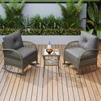 Stijlvolle 3-Delige Balkonset: Rotan, Acaciahouten Waterdich, Tuin en Terras, Verzenden, Nieuw