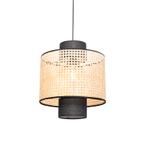 Landelijke hanglamp zwart met rotan - Kata, Huis en Inrichting, Lampen | Hanglampen, Nieuw, Overige materialen, Oosters, 75 cm of meer