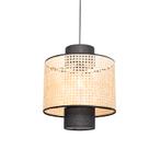 Landelijke hanglamp zwart met rotan - Kata, Nieuw, Overige materialen, Oosters, 75 cm of meer