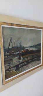 Juul Decort (1918-1999) - Boten bij een fabrieksterrein - NO, Antiek en Kunst, Kunst | Schilderijen | Klassiek