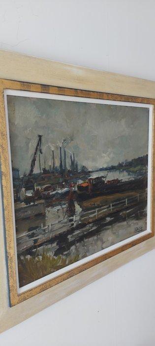 Juul Decort (1918-1999) - Boten bij een fabrieksterrein - NO, Antiek en Kunst, Kunst | Schilderijen | Klassiek