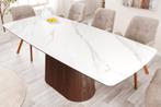 Design Eettafel UNIEK 200cm Wit Walnoot Keramiek Marmeren, Ophalen of Verzenden, Nieuw