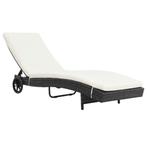vidaXL Ligbed met wielen en kussen poly rattan zwart, Verzenden, Nieuw