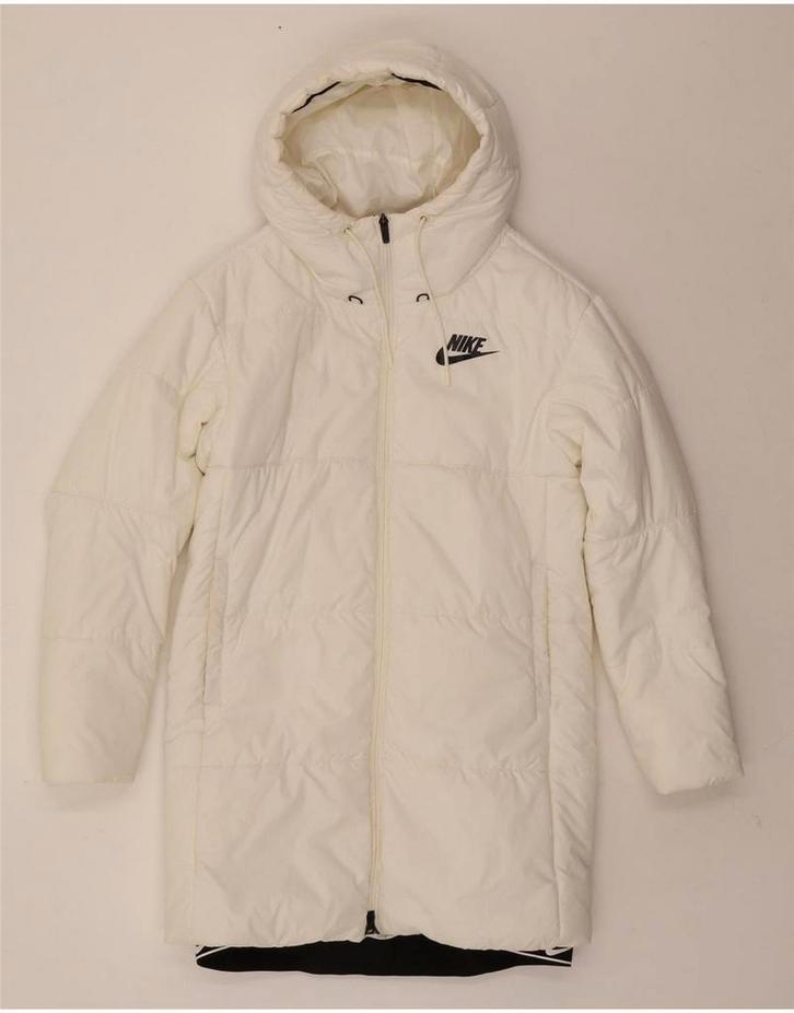NIKE Womens Hooded Padded Coat UK 10 Small White Polyester, Kleding | Dames, Jassen | Winter, Verzenden