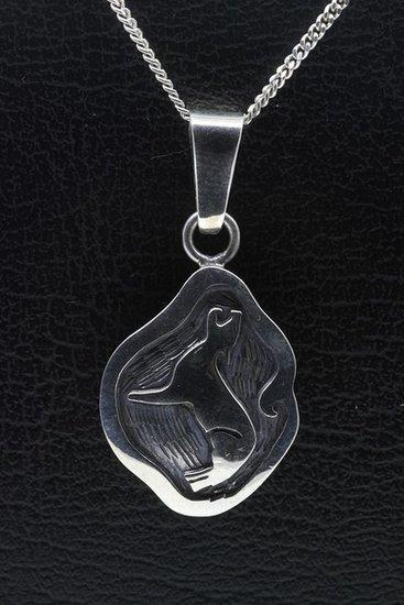Zilveren Indiaan Wolf hopi style ketting hanger, Sieraden, Tassen en Uiterlijk, Kettinghangers, Verzenden