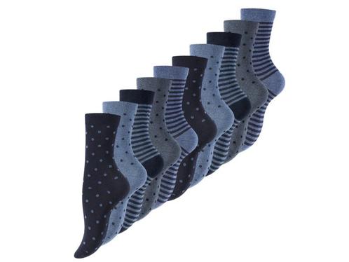 10 paar Damessokken - Dots Stripes - Jeans/Blauw-mix, Kleding | Dames, Sokken en Kousen, Verzenden