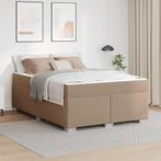 vidaXL Bedframe met matras Cappuccino 160 x 200 cm Stof, Verzenden, Nieuw, Bruin, Stof