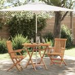 vidaXL 3-delige Opvouwbare Tuin Bistro Set van Massief, Verzenden, Nieuw, Hout