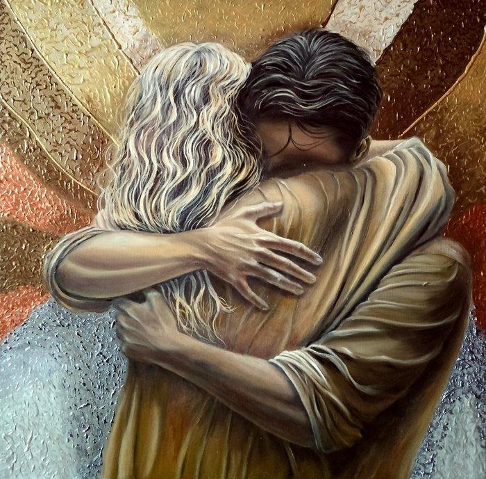 Sergio Zampieri - Gli amanti, Antiek en Kunst, Kunst | Schilderijen | Modern