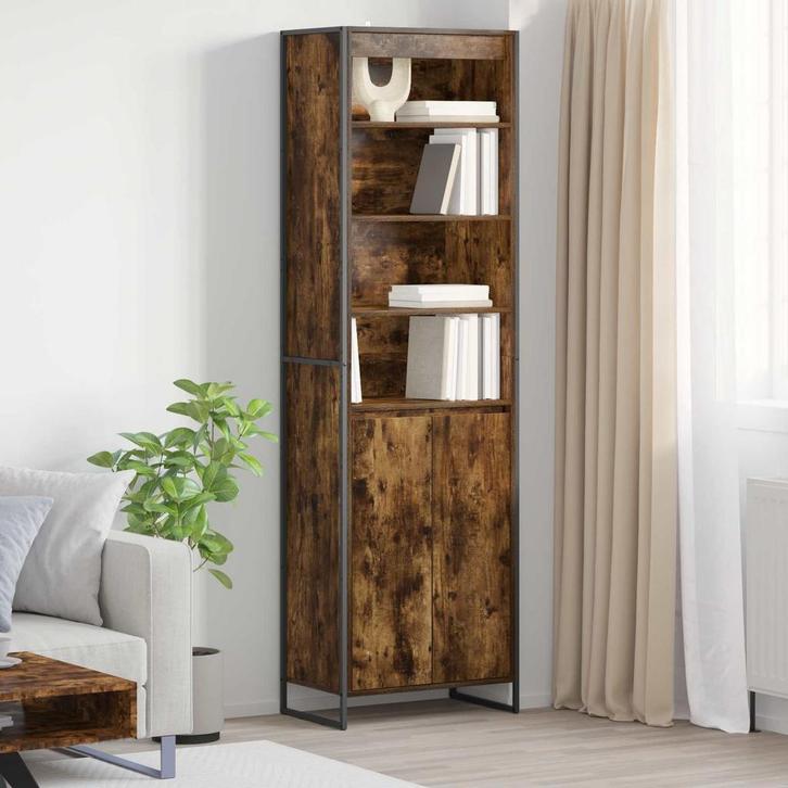 vidaXL buffetkasten 2 pcs Rook Eik 60 x 36 x 200 cm Bewerkt, Huis en Inrichting, Kasten | Buffetkasten, Nieuw, Minder dan 50 cm