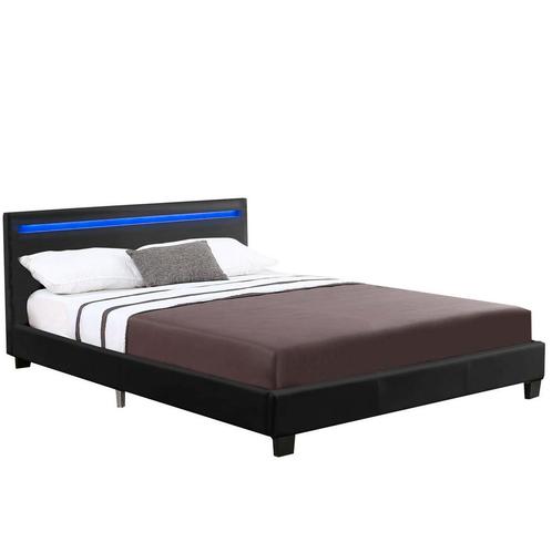 Gestoffeerd bed Verona - 120 x 200 cm - Zwart - LED verlicht, Huis en Inrichting, Slaapkamer | Bedden, Nieuw, Verzenden