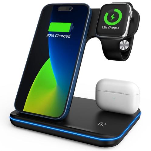 Strex 3-in-1 Draadloze Oplader - Wireless Charger - 15W Fast, Telecommunicatie, Mobiele telefoons | Telefoon-opladers, Nieuw, Verzenden