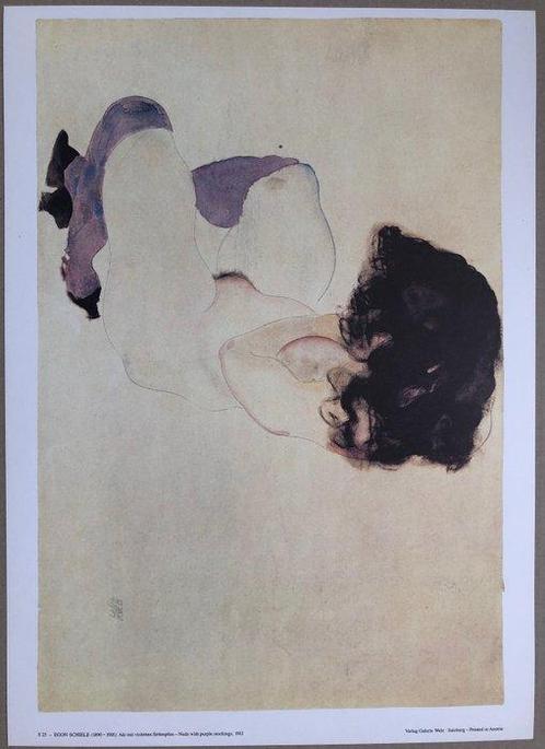 Egon Schiele (1890-1918), after - Akt mit violetten, Antiek en Kunst, Antiek | Overige Antiek