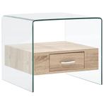 vidaXL Salontafel met lade 50x50x45 cm gehard glas, Huis en Inrichting, 50 tot 100 cm, Verzenden, Nieuw, 50 tot 100 cm