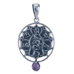 Zilveren Lotus met amethyst ketting hanger, Verzenden, Nieuw