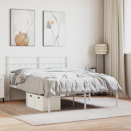 vidaXL Bedframe met hoofdbord metaal wit 120x190 cm, Huis en Inrichting, Slaapkamer | Bedden, 120 cm, 190 cm of minder, Wit, Twijfelaar