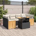 vidaXL 7-delige Loungeset met kussens poly rattan acacia, Verzenden, Nieuw, Rotan, Loungeset