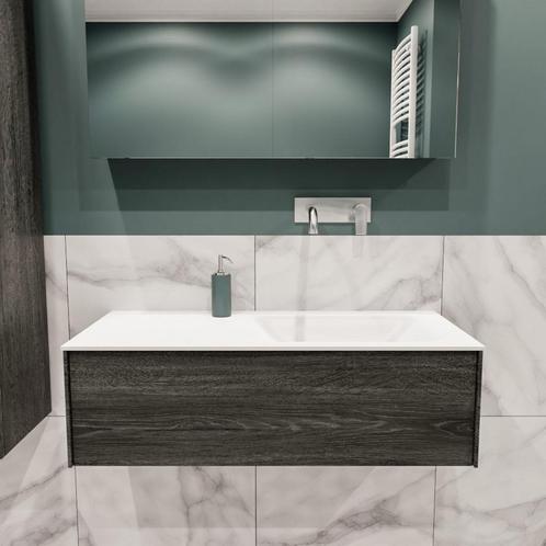 Badkamermeubel BWS Madrid Antraciet 100x45x30 cm Mat Witte, Doe-het-zelf en Verbouw, Sanitair, Bad, Nieuw, Ophalen of Verzenden