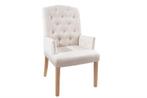 Elegante armleuningstoel CASTLE beige met Chesterfield-quilt, Huis en Inrichting, Nieuw, Ophalen of Verzenden
