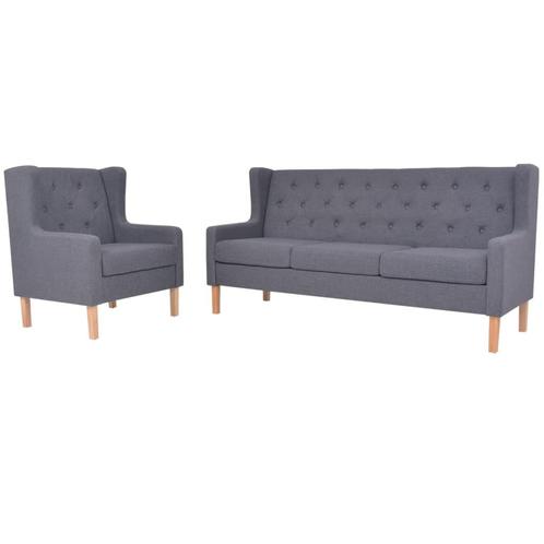 vidaXL Bankstel stof grijs 2-delig, Huis en Inrichting, Banken | Bankstellen, Nieuw, Minder dan 150 cm, Stof, Vierpersoons of meer